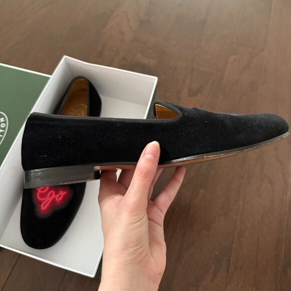 Stubbs & Wootton Black Loafers with Blue and Red Accents - Picture 3 of 5